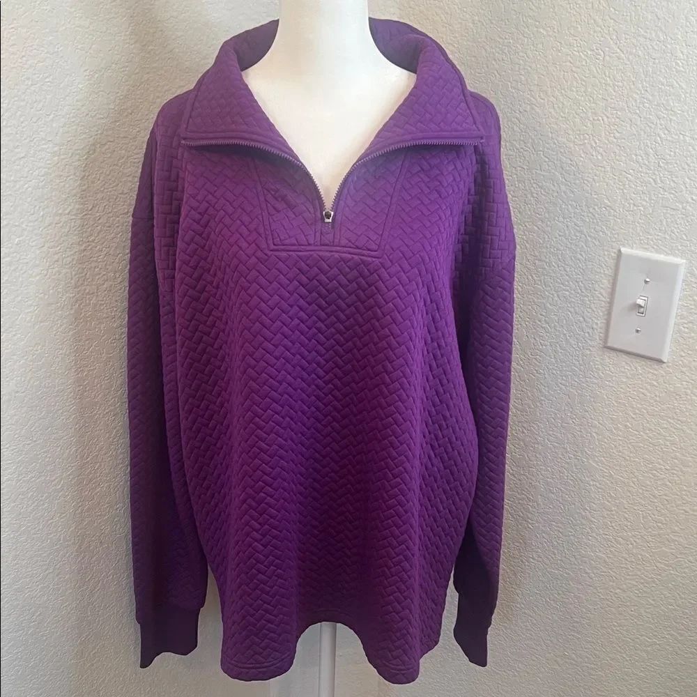 Vibrant bcg Purple Quilted Half-Zip Pullover